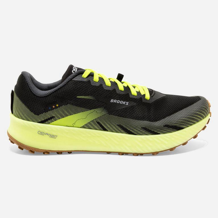 Brooks Catamount - Zapatillas Trail Running Hombre - Negras / Verde Amarillo (CI1896423)